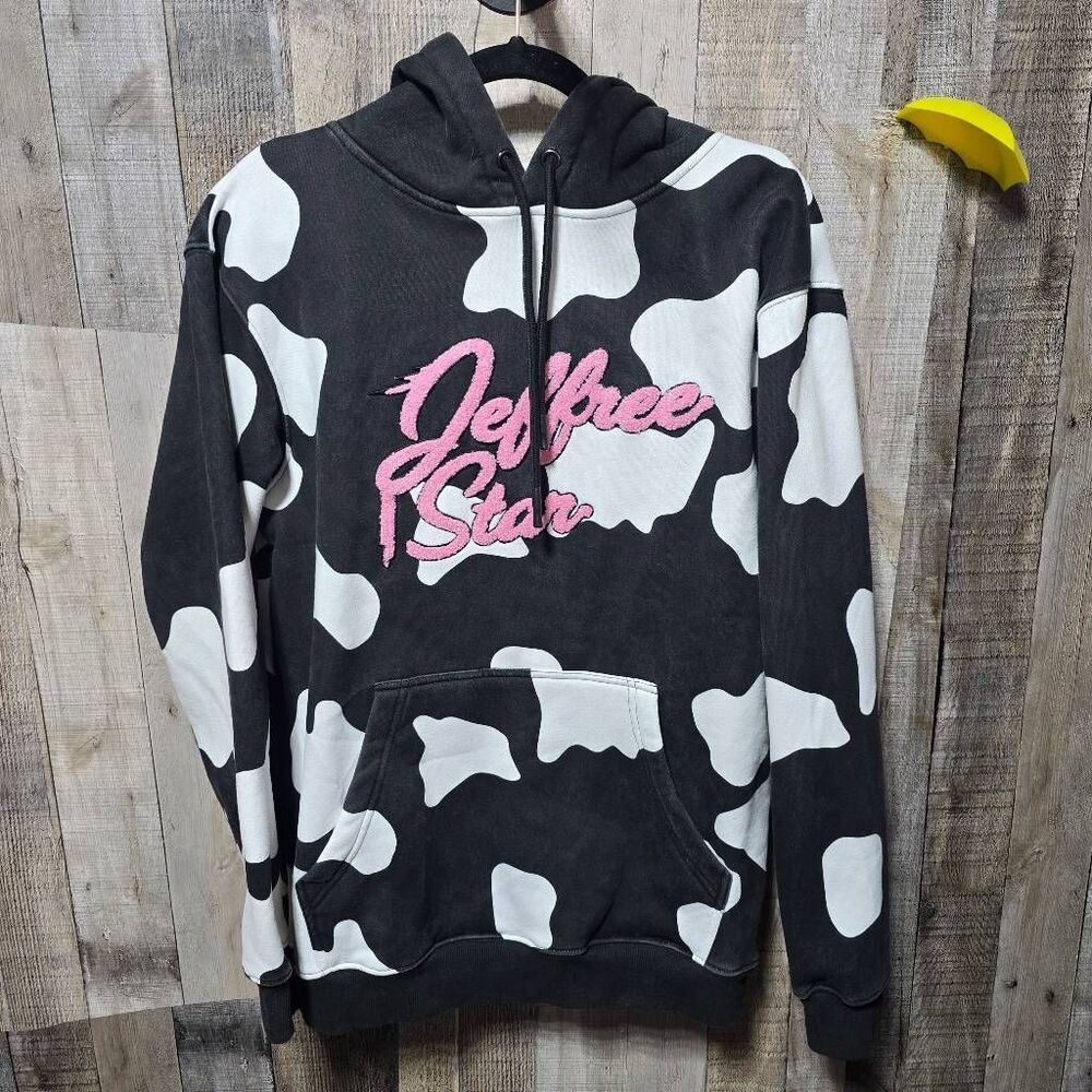Jeffree Star Cosmetics Black White Cow Print Fleece Hoodie Unisex Small